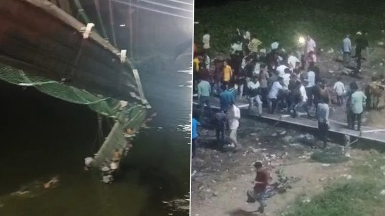 Morbi Suspension Bridge Collapse: Video Shows People Swimming in River To Reach Shore After Cable Bridge Snaps in Gujarat