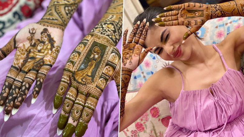 Karwa Chauth 2022: Mouni Roy Flaunts Her Mehndi Design as She Celebrates the Festival for First Time (View Pics)