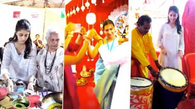 Navya Naveli Nanda Dances, Serves Food and Plays Dhaak at Durja Puja Pandal on 'Bijoya Dashami' (Watch Video)