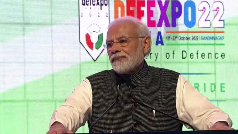 DefExpo 2022: New Airbase Coming Up in Gujarat Near Indo-Pak Border to Emerge As Effective Centre for Country's Security, Says PM Narendra Modi