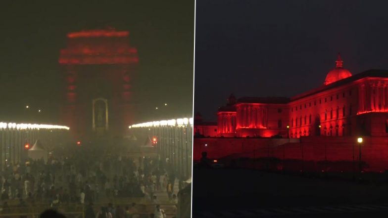 International Dyslexia Awareness Month 2022: Rashtrapati Bhawan, North Block, South Block and India Gate Illuminate in Red Lights To Raise Awareness (See Pics)