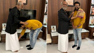 Kantara Director-Actor Rishab Shetty Touches Rajinikanth's Feet After Meeting the Superstar (View Pics)