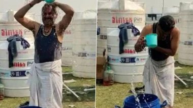 DJB Director Sanjay Sharma Takes Bath in Yamuna Water Amid BJP MP Pravesh Verma’s Toxic Chemical Claim (Watch Video)