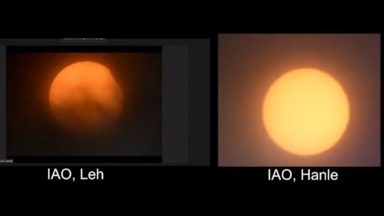 Solar Eclipse 2022 Begins in India! Check Live Visuals of Surya Grahan From Leh and Hanle (Watch Video)