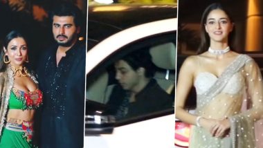 Malaika Arora-Arjun Kapoor, Aryan Khan, Ananya Panday and Other Celebs Arrive in Style at Sonam Kapoor and Anand Ahuja's Diwali Party (Watch Videos)