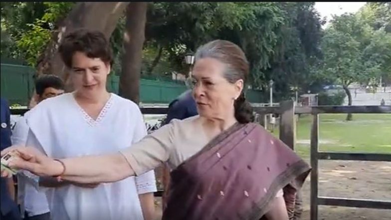 Congress President Election 2022: Sonia Gandhi Says 'Have Been Waiting for Long Time for This Thing' After Casting Vote (Watch Video)