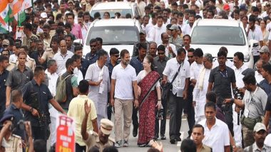 Bharat Jodo Yatra: Sonia Gandhi Joins Rahul Gandhi-Led March in Karnataka, Watch Video