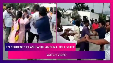 Students From Tamil Nadu Engage In Violent Clash With Andhra Toll Staff, Traffic Blocked; Watch Video