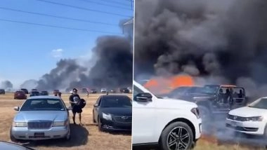 Texas Fire: Grass Fire Sets 70 Vehicles Ablaze at Fall Festival in US (Watch Video)