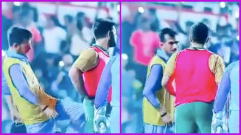 Yuzvendra Chahal Kicks Tabraiz Shamsi, All in Fun, During Drinks Break in IND vs SA 2nd T20I 2022 in Guwahati (Watch Video)