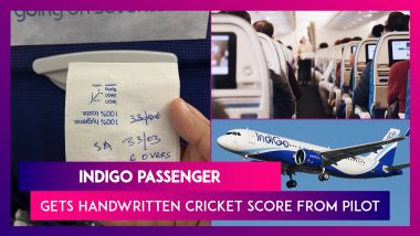 IndiGo Passenger Gets Handwritten Note Of Cricket Score From Pilot On Flight During India vs South Africa Match