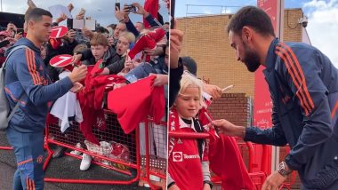 Cristiano Ronaldo, Bruno Fernandes and Other Manchester United Players Arrive at Old Trafford Ahead of West Ham Clash in Premier League 2022–23 (Watch Video)