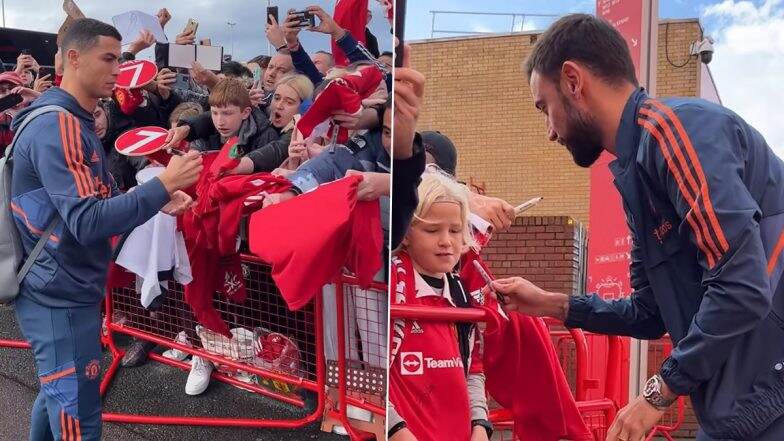 Cristiano Ronaldo, Bruno Fernandes and Other Manchester United Players Arrive at Old Trafford Ahead of West Ham Clash in Premier League 2022–23 (Watch Video)