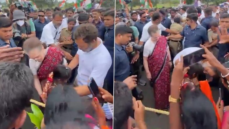 Video: Sonia Gandhi, Rahul Rescue Girl After She Falls During Bharat Jodo Yatra