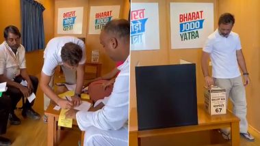 Rahul Gandhi Casts His Vote in Congress President Election 2022 in Karnataka’s Ballari, Watch Video