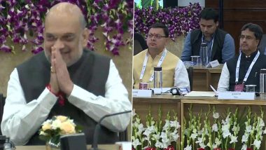 Chintan Shivir: Amit Shah Kickstarts 2-Day Meeting Event of State Home Ministers in Surajkund; Bihar CM Nitish Kumar, Mamta Banerjee Skip Event (See Pics and Video)