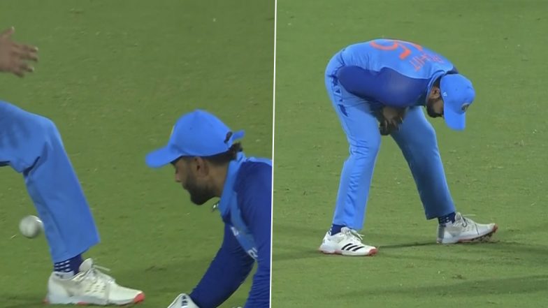 Rishabh Pant Deflects Ball Onto Rohit Sharma's Private Part During IND vs SA 2nd T20I, Netizens Share Funny Jokes On Twitter (Watch Video)