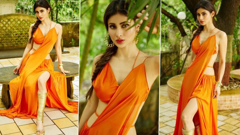 Mouni Roy Flaunts Her Curves in a Sultry Orange Cut Out Dress, Calls Herself a Fashion ‘Memorabilia’ (View Pics)