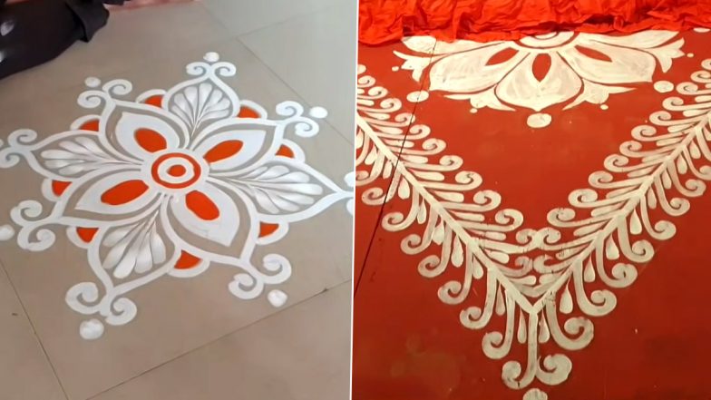 Kali Puja 2022 Alpona Designs: Simple Kolka Alpona Patterns in Different Shapes To Beautify Your Home on Shyama Puja (Watch Videos)