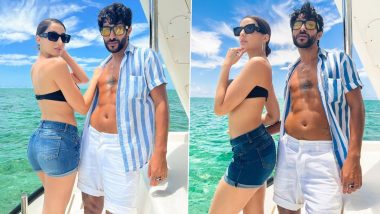 Nora Fatehi Vibes With Choreographer Rajit Dev in Mauritius As She Poses in a Tube Bralette Paired With Denim Shorts! (View Pics)