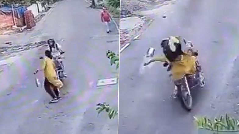 Disturbing Video: Speeding Bike Hits Woman As She Crosses Road in Dehradun, Carries her to Distance