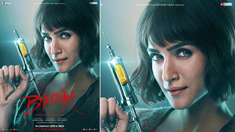 Bhediya: Kriti Sanon as Dr Anika Says ‘Humans, Please Visit at Your Own Risk’! Check Out Actress’ First Look Poster