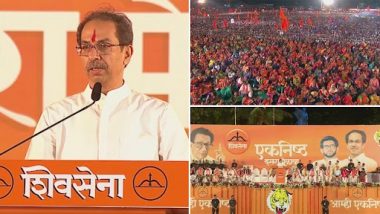 Shiv Sena Dussehra Rally: Uddhav Thackeray Launches Frontal Attack on Eknath Shinde Faction, Calls Them ‘Traitors’, Vows Return of Shiv Sainik As CM Soon