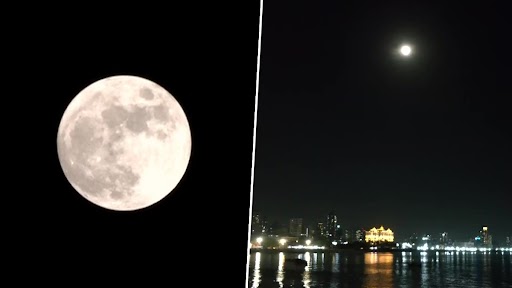 Sharad Poornima 2022: Visuals of Full Moon From Mumbai’s Marine Drive, Girgaon (See Pics)