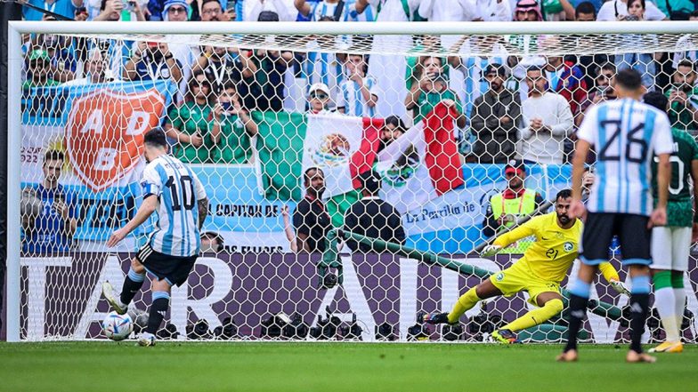 Lionel Messi Goal Video: Watch Argentina Captain Net a Penalty Against Saudi Arabia at FIFA World Cup 2022