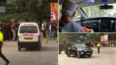 PM Narendra Modi Shuns VIP Culture, Halts His Convoy To Make Way For Ambulance in Himachal Pradesh's Chambi (Watch Video)