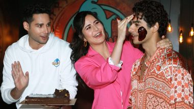 Ishaan Khatter Birthday: Phone Booth Co-Actors Katrina Kaif and Siddhant Chaturvedi Indulge in a ‘Cake Fight’ (View Pics)