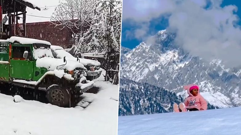 It's Snow Time in Kashmir! Netizens Share Mesmerising Pictures and Videos of Fresh Snowfall as Gulmarg & Other Regions of The Indian Subcontinent Turn White