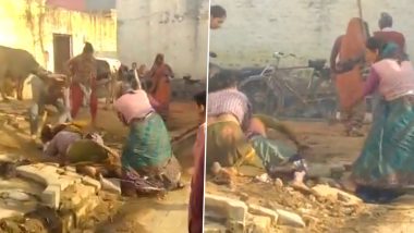 UP Shocker: Woman Mercilessly Beaten With Sticks Over Petty Dispute in Bulandshahr, Two Accused Women Arrested (Watch Video)