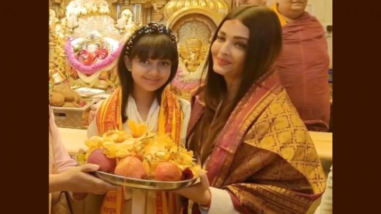 Aishwarya Rai Bachchan Visits Siddhivinayak Temple With Daughter Aaradhya on Her 49th Birthday (View Pics)