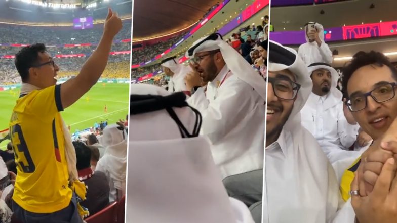 Ecuador Fan Irks Qatar Counterpart During FIFA World Cup 2022 Opening Match, Duo Resolve Differences Later (Watch Viral Videos)