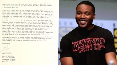 Black Panther Wakanda Forever Director Ryan Coogler Expresses His Gratitude to Fans and Chadwick Boseman in Emotional Note (View Tweet)