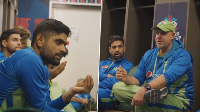 Pakistan in T20 World Cup 2022 Semis: Babar Azam, Matthew Hayden Address Pakistan Players in Dressing Room Following Their Qualification in Semifinals (Watch Videos)