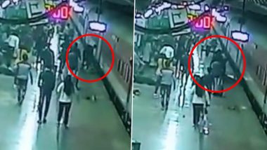 Video: Alert RPF Personnel Save Elderly Woman’s Life After She Slips and Falls While Boarding Moving Train at Jhansi Railway Station