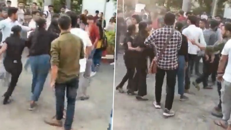 Viral Video: Students Get Into Ugly Fight After Girl Accuses Senior of Molestation at Makhanlal Chaturvedi University in Bhopal