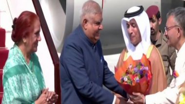 FIFA World Cup 2022: Vice President Jagdeep Dhankhar Arrives in Doha To Attend Inauguration of International Sports Event in Qatar