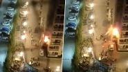 UP Fire: Massive Blaze Erupts at Flat on First Floor in Residential Building of Rajnagar Extension (Watch Video)