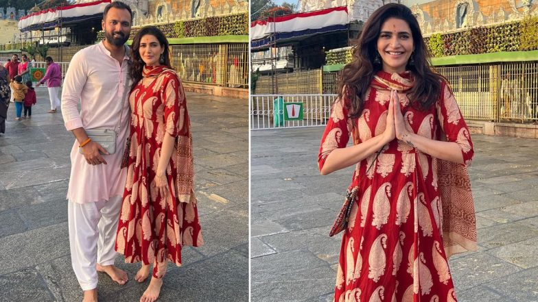 Karishma Tanna and Varun Bangera Visit Tirupati, Seek Blessings! (View Pics)