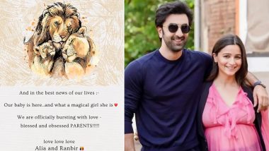 Alia Bhatt and Ranbir Kapoor Announce the Birth of Their Baby Girl on Instagram! (View Post)