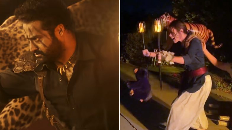 RRR: Jr NTR’s Iconic Animal Attack Scene Becomes a Quirky Halloween Costume Setup (Watch Video)