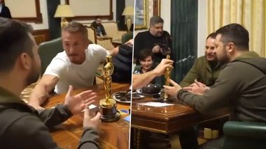 Sean Penn Hands Over His Oscar to President of Ukraine Volodymyr Zelenskyy During a Visit to Kyiv Amid Ongoing War (Watch Video)