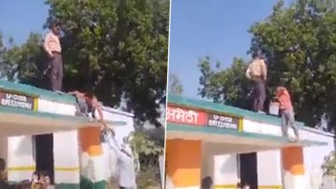 Viral Video: School Students Made to Climb Roof to Fill Water Tank in UP’s Amethi