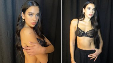 Dua Lipa Poses for Candid Pictures in a Netted Bra; Comments ‘Backstage BB’ (View Pics)