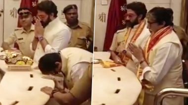 Amitabh Bachchan and Abhishek Bachchan Visit Siddhivinayak Temple as Uunchai Hits Theatres (Watch Video)