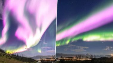 Rare Pink Auroras Spotted In Norway After Solar Storm Slams Into Earth’s Atmosphere; Pictures Showing The Dazzling Display of Lights Go Viral