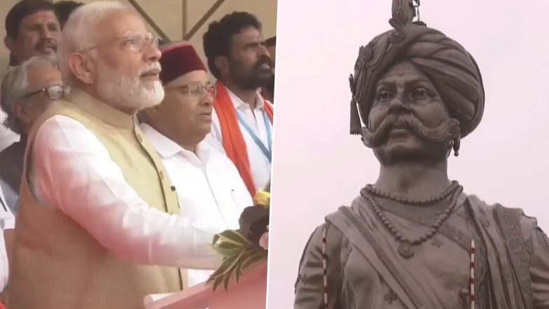 PM Narendra Modi Unveils 108-Feet High Bronze Statue of Bengaluru Founder Nadaprabhu Kempegowda (Watch Video)